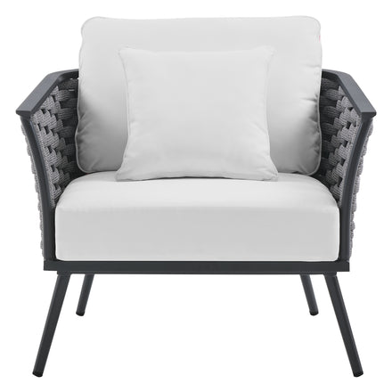 Stance Outdoor Patio Aluminum Armchair in Gray White
