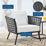 Willow Outdoor Patio Aluminum Armchair in Gray White