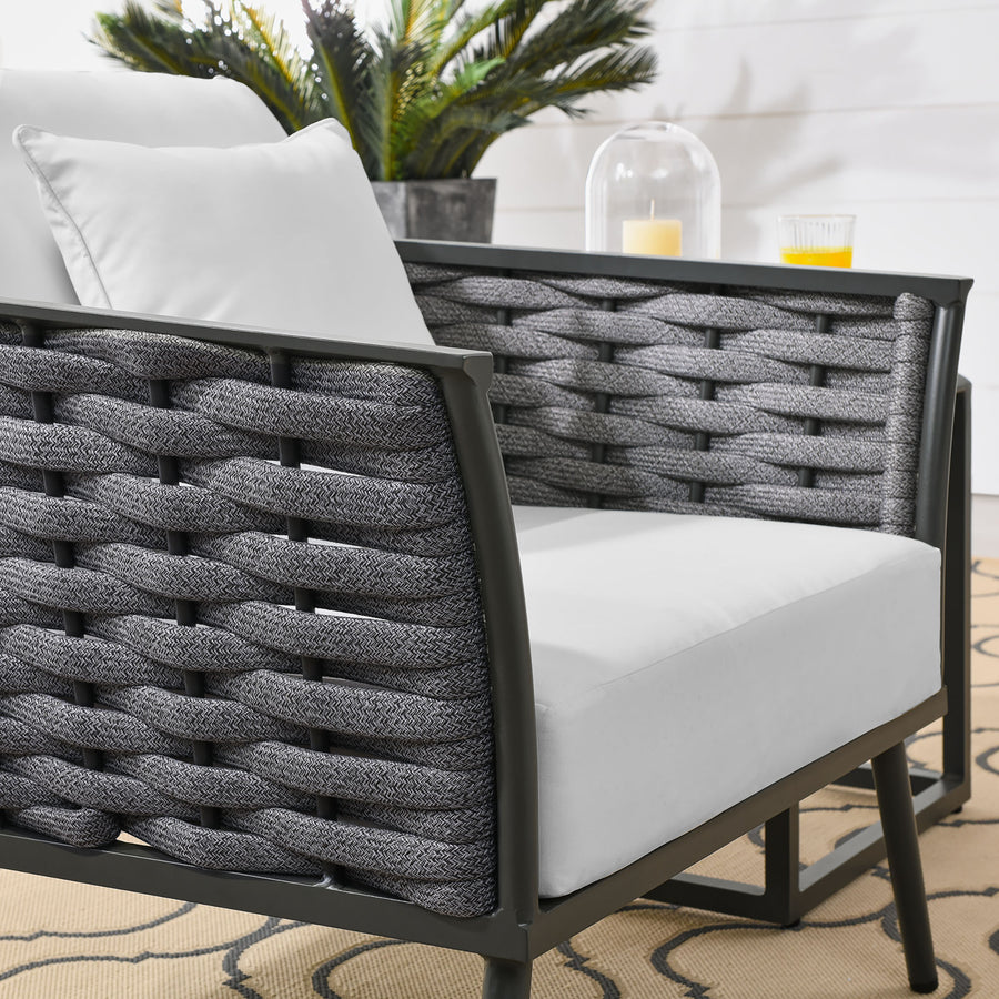 Willow Outdoor Patio Aluminum Armchair in Gray White