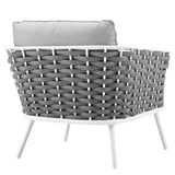 Willow Outdoor Patio Aluminum Armchair in White Gray