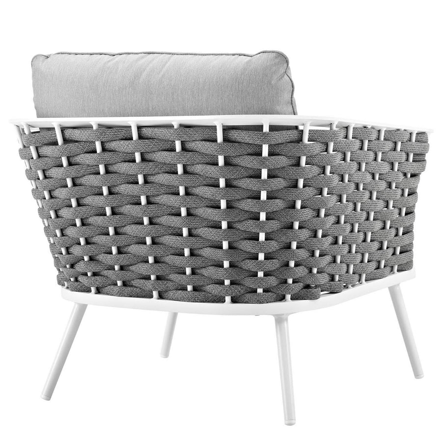 Willow Outdoor Patio Aluminum Armchair in White Gray