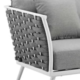 Willow Outdoor Patio Aluminum Armchair in White Gray