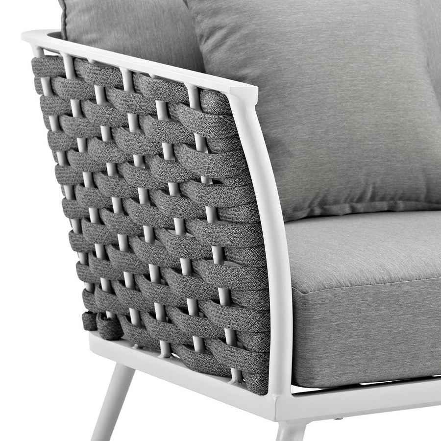 Willow Outdoor Patio Aluminum Armchair in White Gray