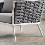 Willow Outdoor Patio Aluminum Armchair in White Gray
