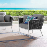 Willow Outdoor Patio Aluminum Armchair in White Gray
