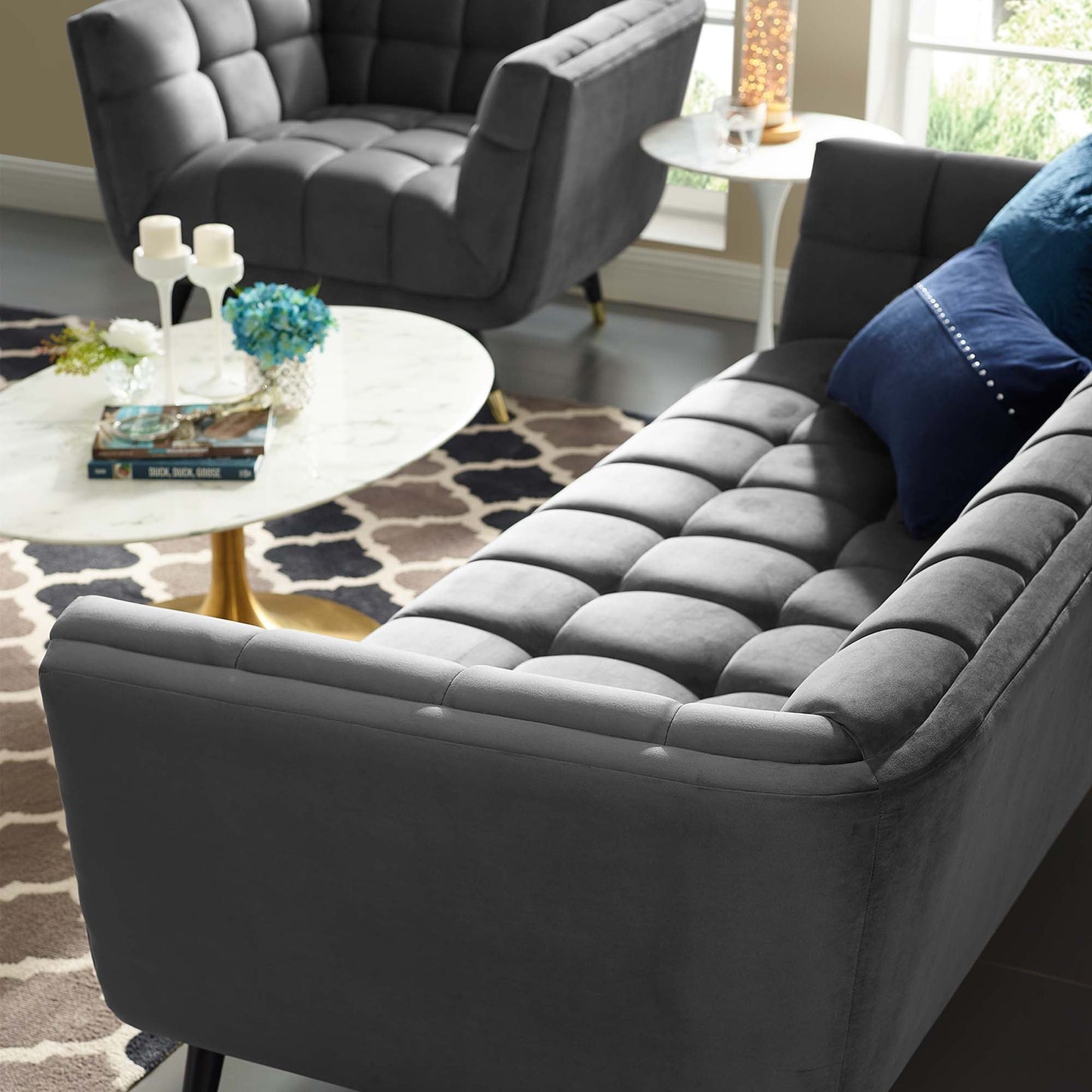 Adept Performance Velvet Sofa by Furniture for America