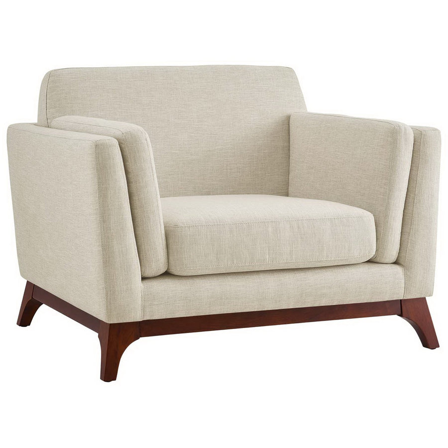Nerys Upholstered Fabric Armchair in Beige