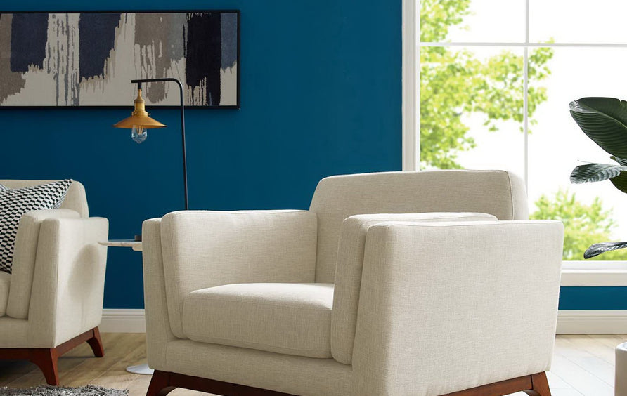 Nerys Upholstered Fabric Armchair in Beige