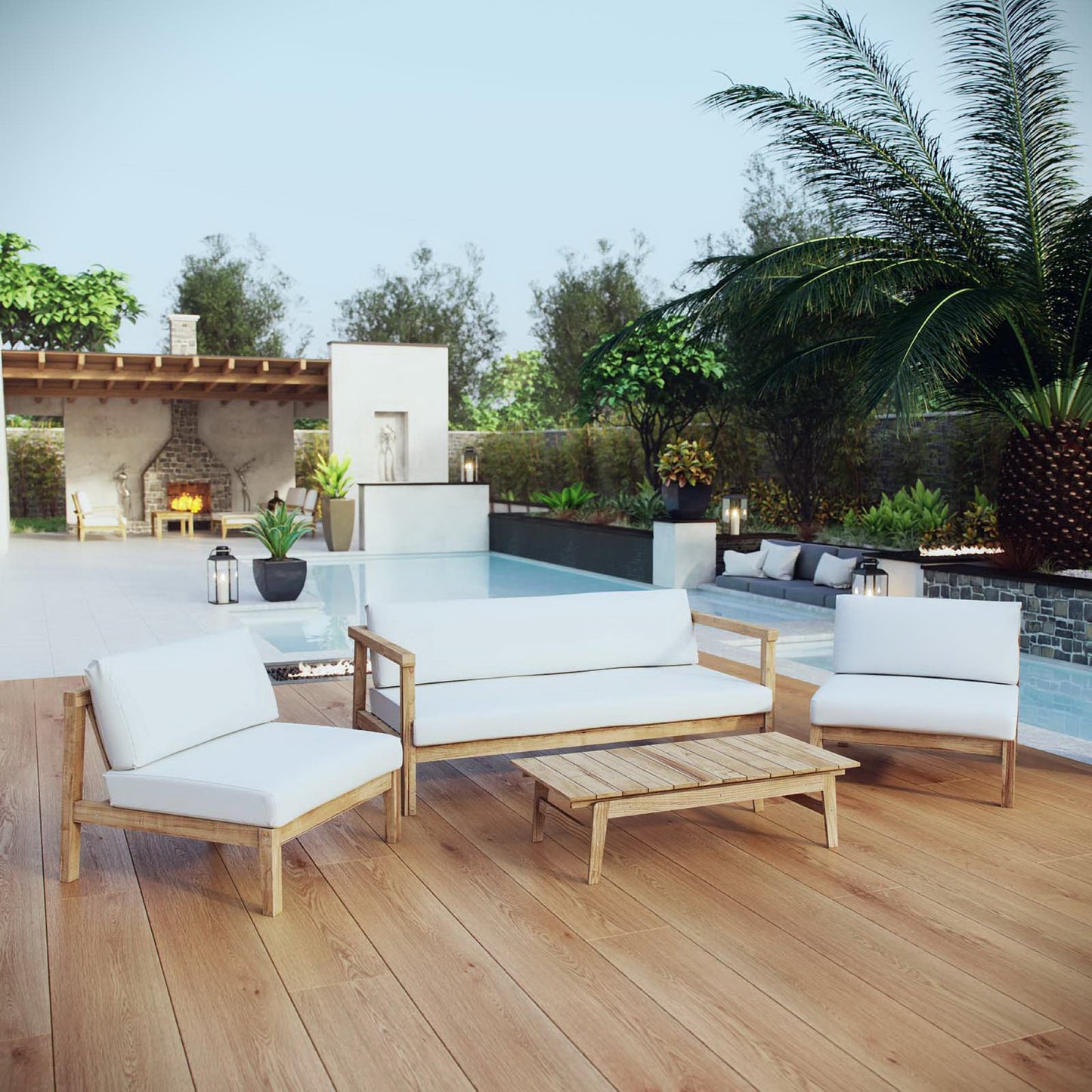Bayport 4 Piece Outdoor Patio Teak Set by Furniture For America