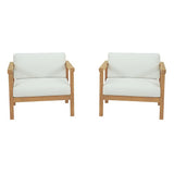 Fable 2 Piece Outdoor Patio Teak Set in Natural White