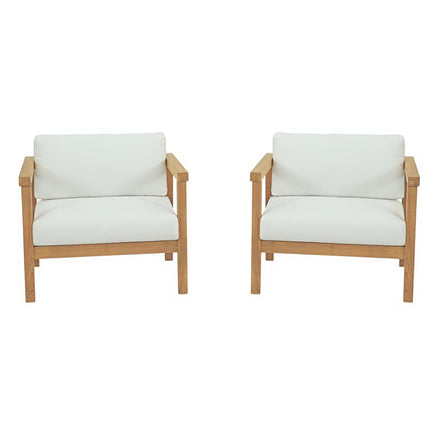 Bayport 2 Piece Outdoor Patio Teak Set in Natural White