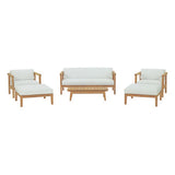 Fable 6 Piece Outdoor Patio Teak Set in Natural White