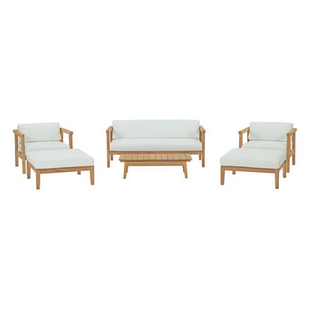 Bayport 6 Piece Outdoor Patio Teak Set in Natural White