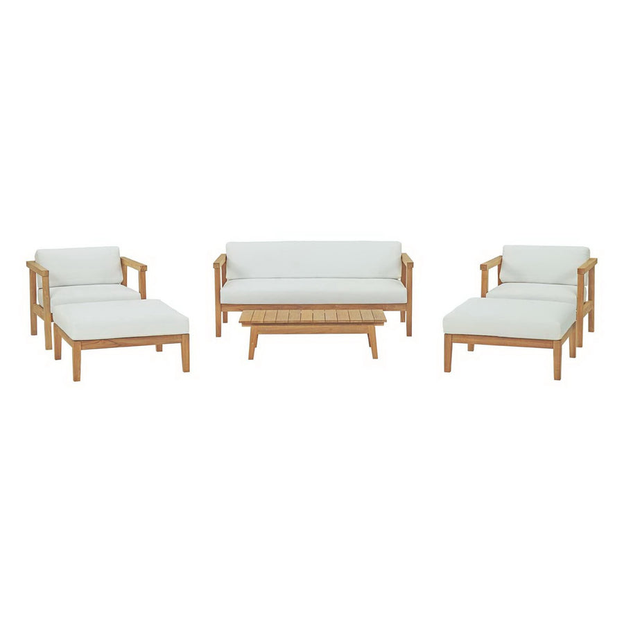 Fable 6 Piece Outdoor Patio Teak Set in Natural White