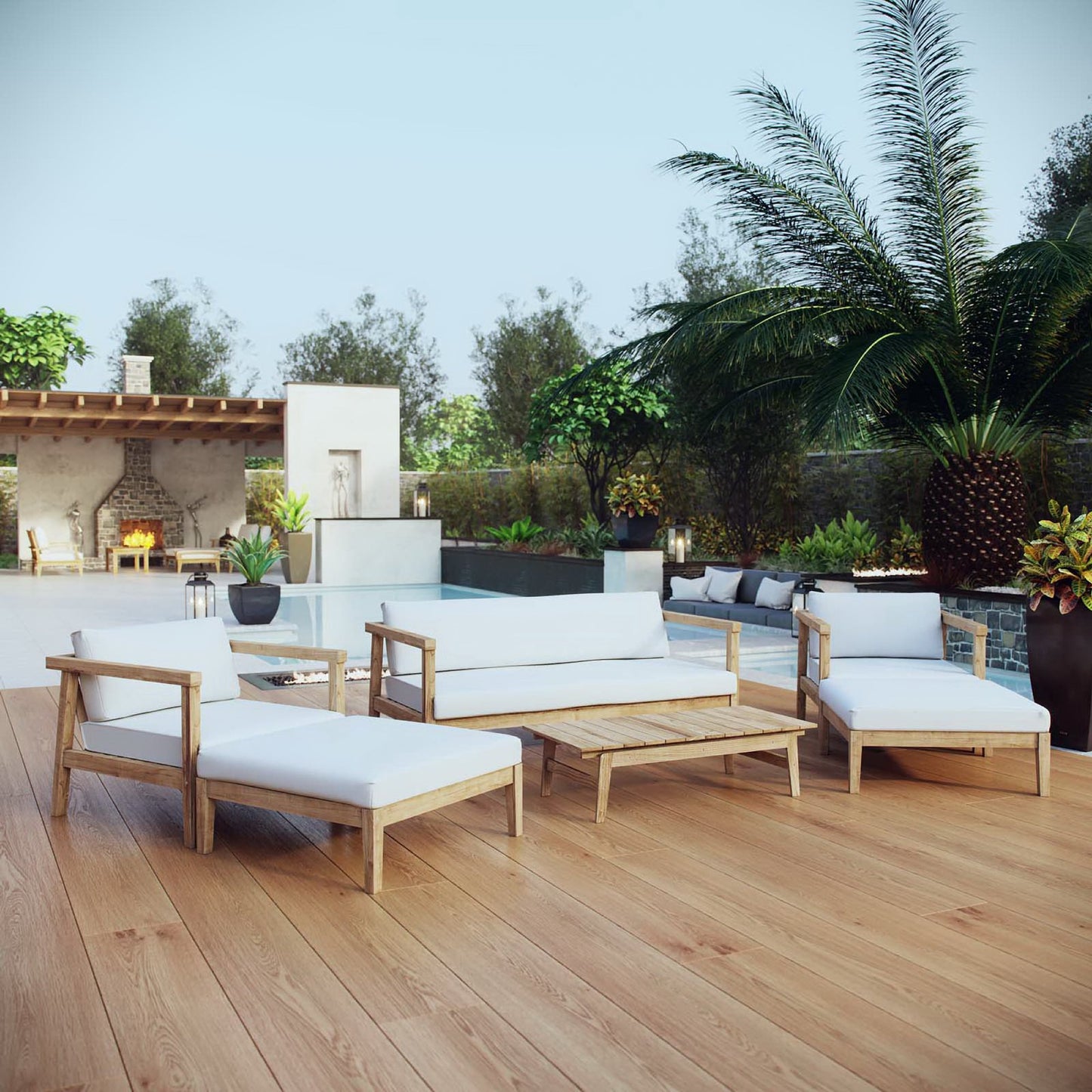 Bayport 6 Piece Outdoor Patio Teak Set by Furniture For America