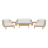 Fable 8 Piece Outdoor Patio Teak Set in Natural White