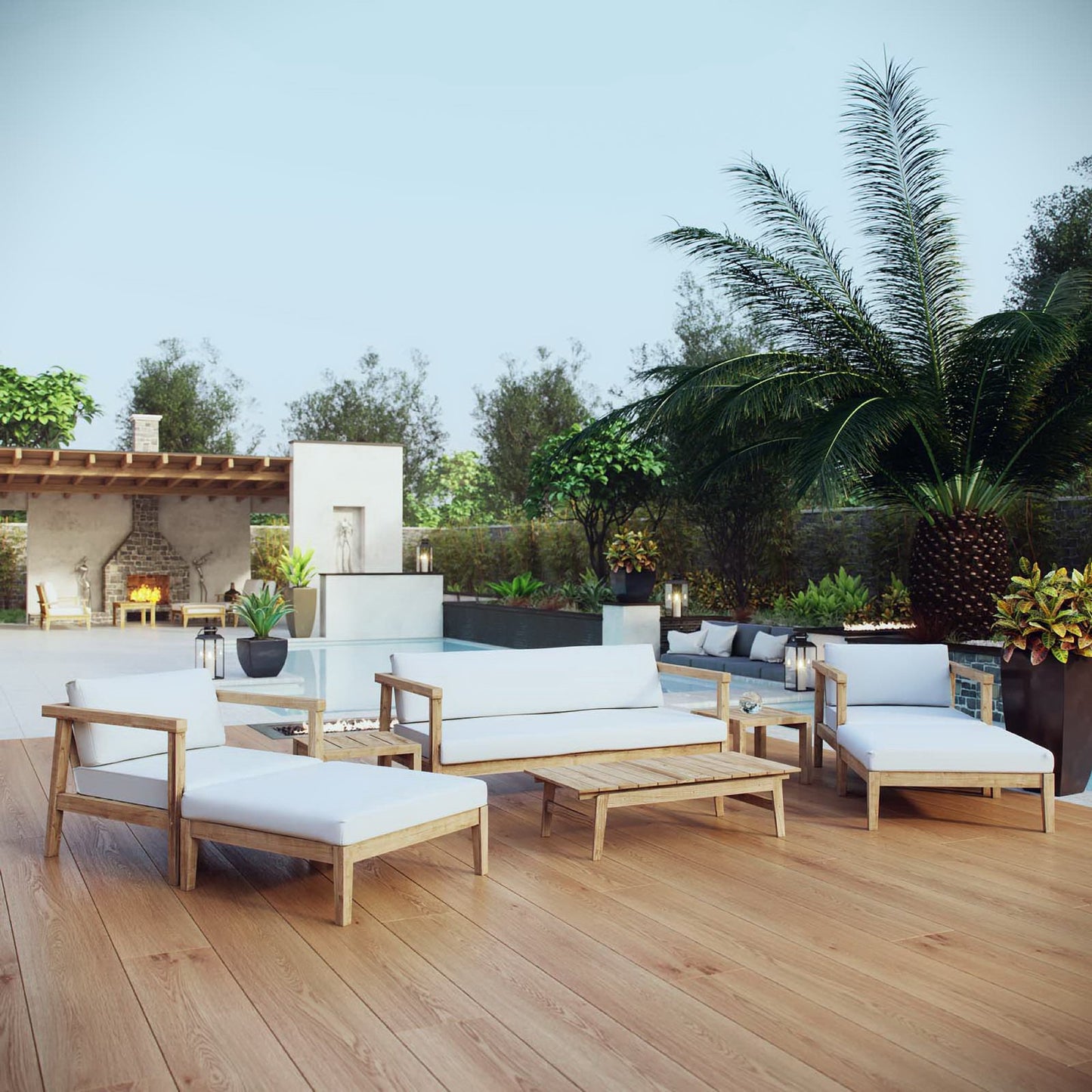 Bayport 8 Piece Outdoor Patio Teak Set by Furniture For America