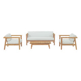 Fable 4 Piece Outdoor Patio Teak Set in Natural White
