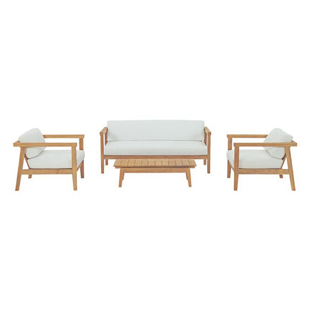 Bayport 4 Piece Outdoor Patio Teak Set in Natural White