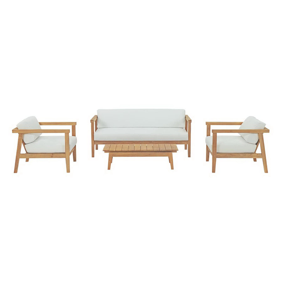 Fable 4 Piece Outdoor Patio Teak Set in Natural White