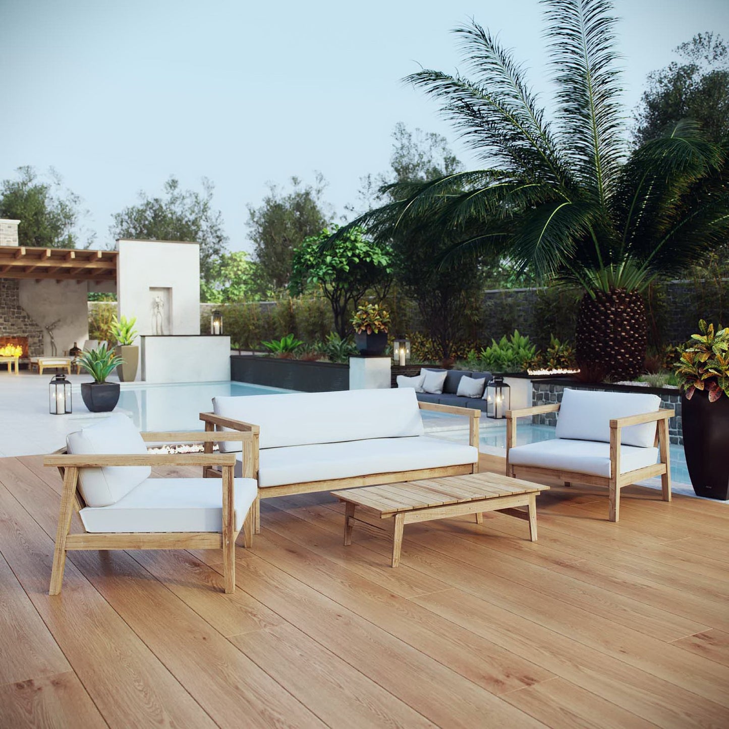 Bayport 4 Piece Outdoor Patio Teak Set by Furniture For America