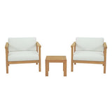 Fable 3 Piece Outdoor Patio Teak Set in Natural White