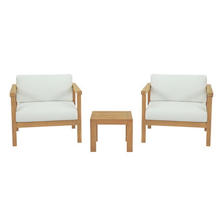 Bayport 3 Piece Outdoor Patio Teak Set in Natural White