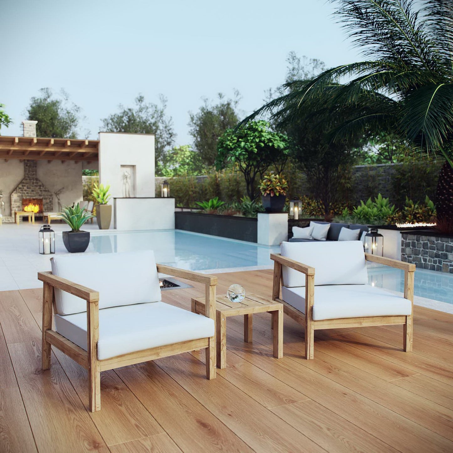 Bayport 3 Piece Outdoor Patio Teak Set by Furniture For America