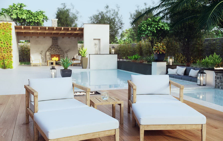 Fable 5 Piece Outdoor Patio Teak Set in Natural White