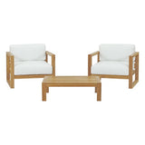 Cedar 3 Piece Outdoor Patio Teak Set in Natural White