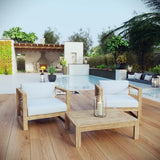 Cedar 3 Piece Outdoor Patio Teak Set in Natural White