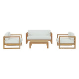 Cedar 4 Piece Outdoor Patio Teak Set in Natural White