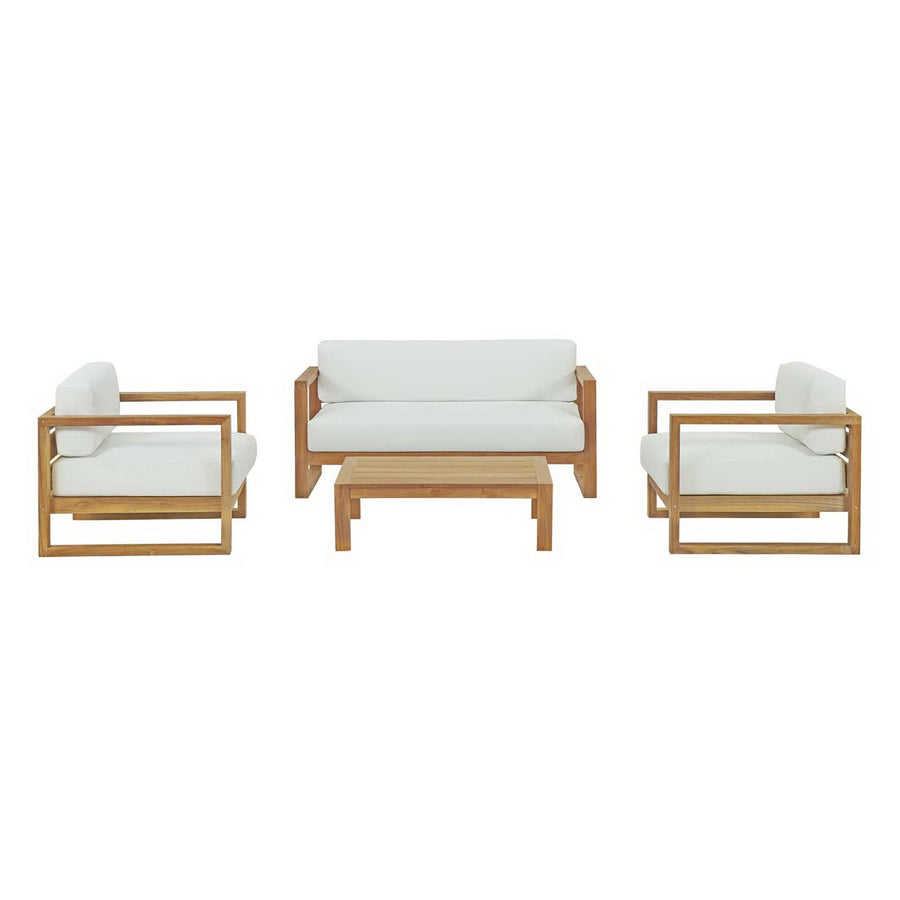 Cedar 4 Piece Outdoor Patio Teak Set in Natural White
