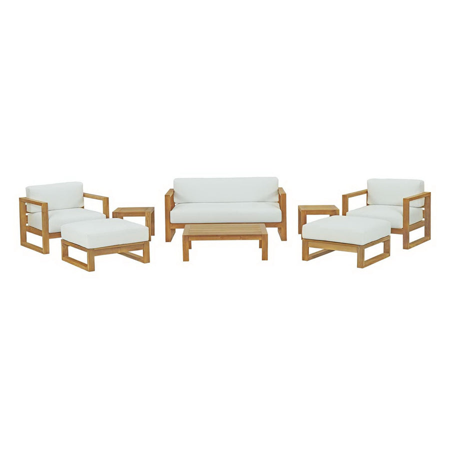 Cedar 8 Piece Outdoor Patio Teak Set in Natural White