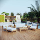 Cedar 8 Piece Outdoor Patio Teak Set in Natural White