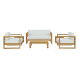 Cedar 6 Piece Outdoor Patio Teak Set in Natural White