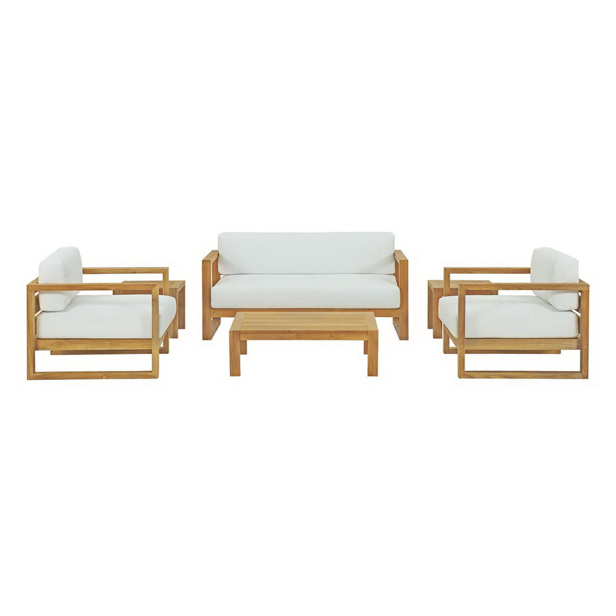 Cedar 6 Piece Outdoor Patio Teak Set in Natural White