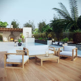 Cedar 6 Piece Outdoor Patio Teak Set in Natural White