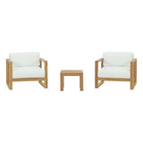 Cedar 3 Piece Outdoor Patio Teak Set in Natural White