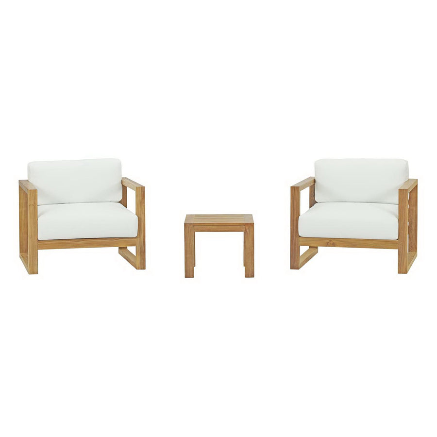 Cedar 3 Piece Outdoor Patio Teak Set in Natural White