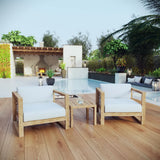 Cedar 3 Piece Outdoor Patio Teak Set in Natural White
