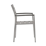 Marlow Outdoor Patio Aluminum Dining Armchair in Silver Gray