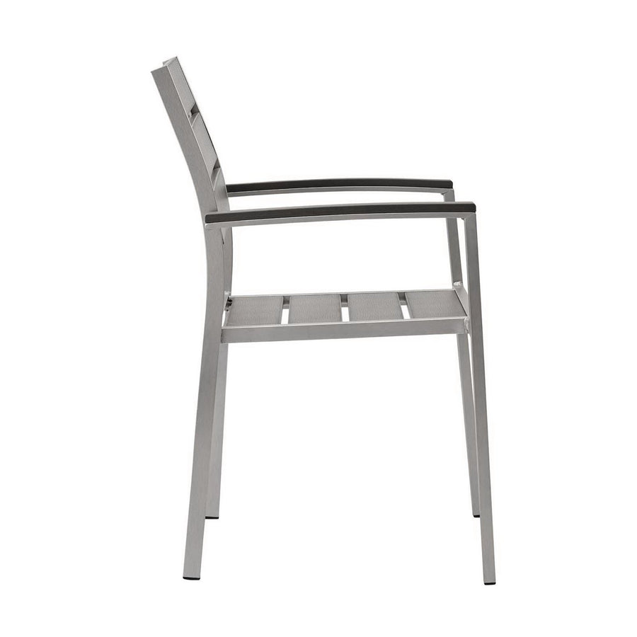 Marlow Outdoor Patio Aluminum Dining Armchair in Silver Gray
