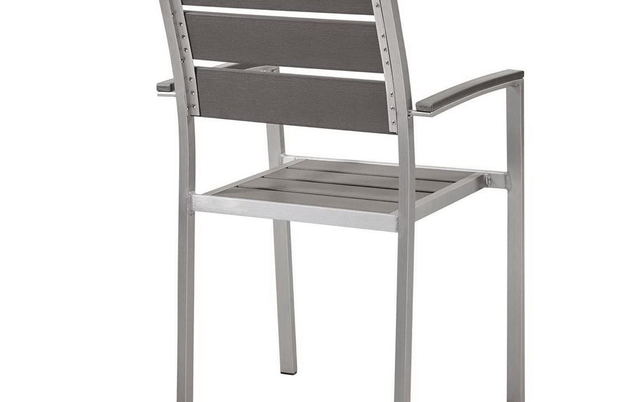 Marlow Outdoor Patio Aluminum Dining Armchair in Silver Gray