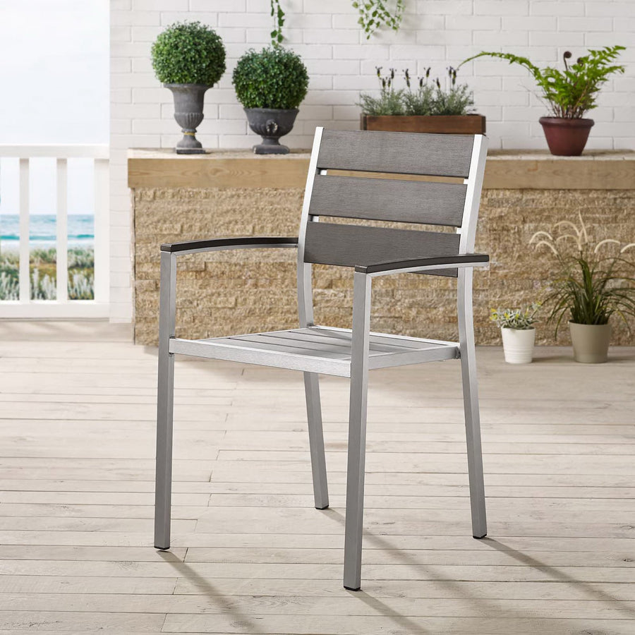 Marlow Outdoor Patio Aluminum Dining Armchair in Silver Gray