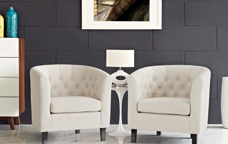 Hadley 2 Piece Upholstered Fabric Armchair Set in Beige