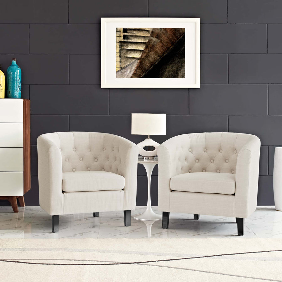 Hadley 2 Piece Upholstered Fabric Armchair Set in Beige