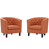 Hadley 2 Piece Upholstered Fabric Armchair Set in Orange