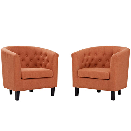 Prospect 2 Piece Upholstered Fabric Armchair Set in Orange