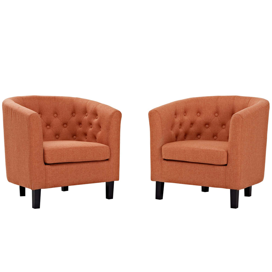 Hadley 2 Piece Upholstered Fabric Armchair Set in Orange